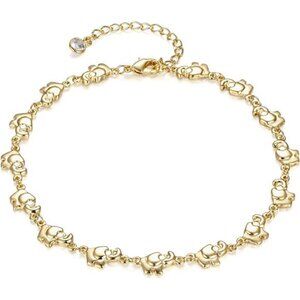 Dainty Ankle Bracelet,14K Gold Plated Tiny Bead Anklet Dainty White Zirconia